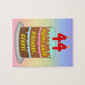 44e verjaardag: Fun Cake and Candles + Custom Name Legpuzzel (Horizontaal)