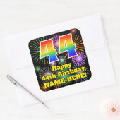 44e verjaardag: Fun Fireworks Kijk, regenboog # 44 Vierkante Sticker (Envelop)