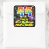 44e verjaardag: Fun Fireworks Kijk, regenboog # 44 Vierkante Sticker (Tas)
