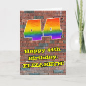44e verjaardag: Fun Graffiti-geïnspireerde regenbo Kaart (Voorkant)
