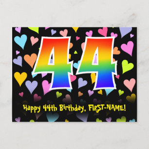 44e verjaardag: Fun Hearts-patroon, Regenboog 44 Briefkaart