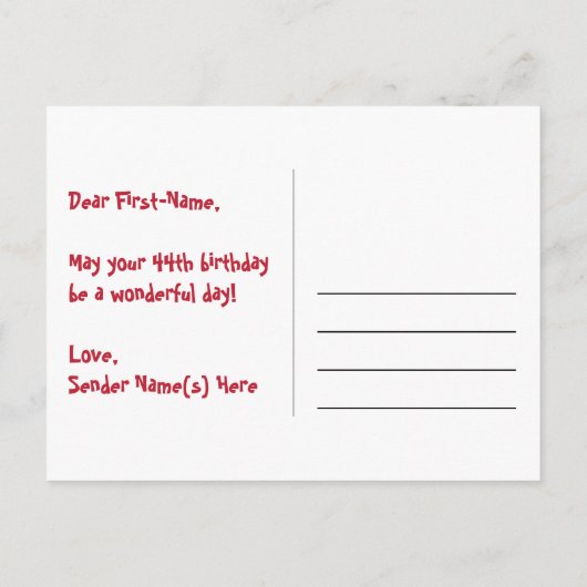 44e verjaardag: Fun Hearts Pattern, Rainbow 44 Briefkaart (Achterkant)