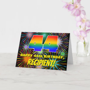 44e verjaardag: Fun, kleurrijk gevuurwerk Kaart
