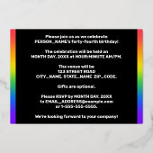 44e verjaardag: Fun, kleurrijk regenboogpatroon Folie Uitnodiging (Achterkant)