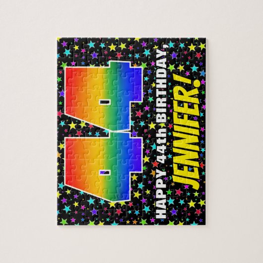 44e verjaardag — Fun, kleurrijk Star Field Pattern Legpuzzel (Verticaal)