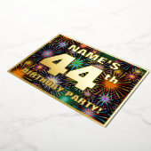 44e verjaardag — Fun, kleurrijke Fireworks look Folie Uitnodiging (Gedraaid)