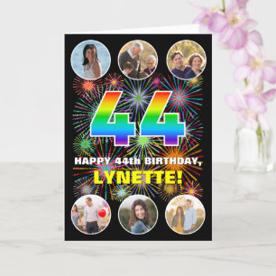 44e verjaardag: Fun Rainbow #, aangepaste naam & f Kaart