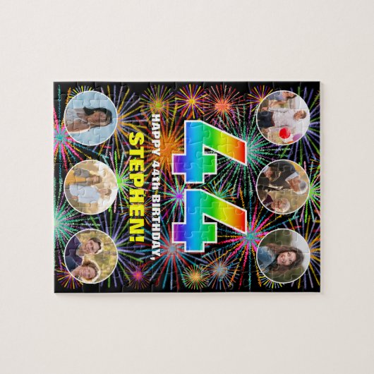 44e verjaardag: Fun Rainbow #, aangepaste naam + f Legpuzzel (Horizontaal)