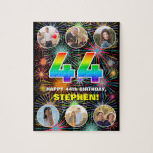 44e verjaardag: Fun Rainbow #, aangepaste naam + f Legpuzzel