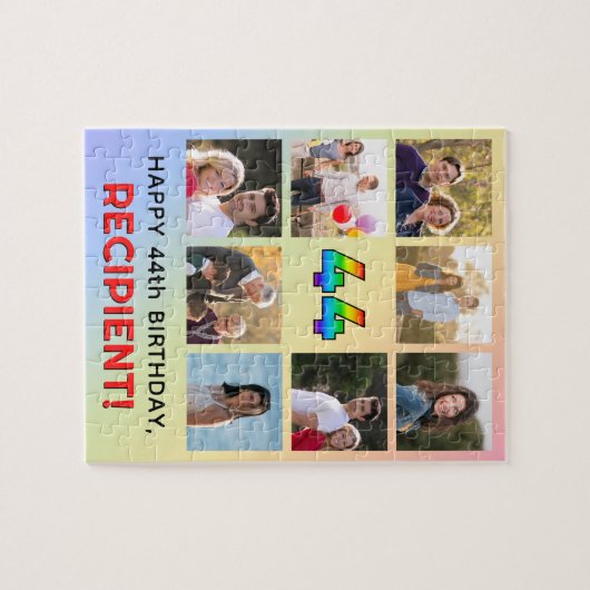 44e verjaardag: Fun Rainbow #, aangepaste naam & f Legpuzzel (Horizontaal)
