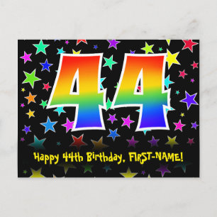 44e Verjaardag: Fun Sterren Patroon, Regenboog 44, Briefkaart