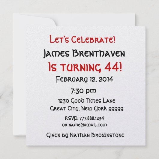 44e verjaardag Gold-kaarsen en ballonmetaal Kaart (Achterkant)