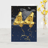 44e verjaardag Gold Mylar ballon en Confetti Card Kaart (Gele Bloem)