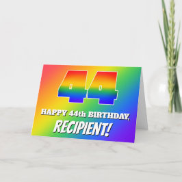 44e verjaardag: Kleurrijk regenboogpatroon #44 Kaart