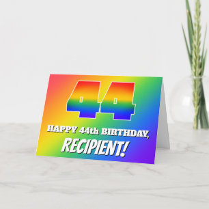 44e verjaardag: Kleurrijk regenboogpatroon #44 Kaart
