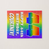 44e verjaardag: kleurrijk, vun regenboogpatroon # legpuzzel (Horizontaal)