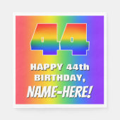 44e verjaardag: kleurrijk, vun regenboogpatroon # servet (Voorkant)