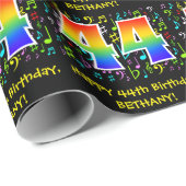 44e verjaardag: kleurrijke muzieksymbolen, regenbo cadeaupapier (Rol Hoek)