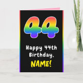 44e verjaardag: kleurrijke regenboog # 44, Naam op Kaart (Voorkant)