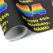 44e verjaardag: Leuke, kleurrijke regenboog geïnsp Cadeaupapier (Rol Hoek)