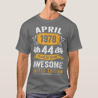 44e verjaardag Mannen Vintage april 1978 44 jaar T-shirt