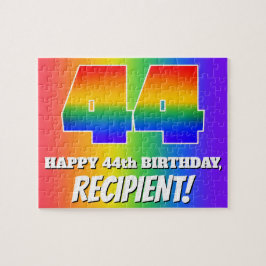 44e verjaardag — Meerkleurig regenboogpatroon "44" Legpuzzel