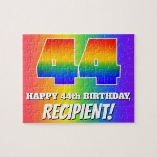 44e verjaardag — Meerkleurig regenboogpatroon "44" Legpuzzel