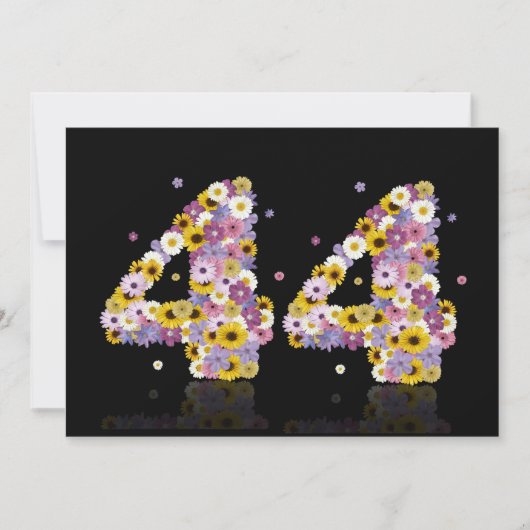 44e verjaardag, met bloembranen kaart (Voorkant)