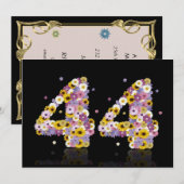 44e verjaardag, met bloembranen kaart (Voorkant / Achterkant)