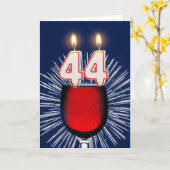 44e verjaardag met wijn en kaarsen kaart (Gele Bloem)