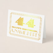 44e verjaardag; naam + Art Deco geïnspireerd look  Folie Kaarten (Voorkant)