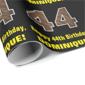 44e verjaardag: Naam & Faux Wood Grain Patroon "44 Cadeaupapier (Rol Hoek)