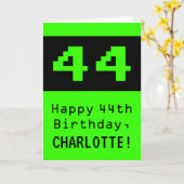 44e verjaardag: Nerdy / Geeky Style "44" en naam Kaart (Gele Bloem)