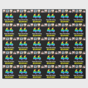 44e verjaardag: Regenboog "44"; Aangepaste foto's  Cadeaupapier