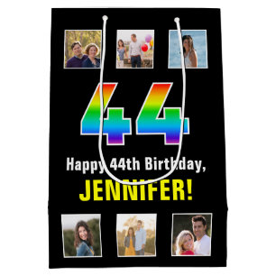 44e verjaardag: Regenboog "44", Aangepaste foto's  Medium Cadeauzakje