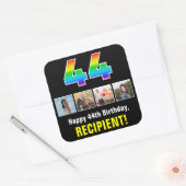 44e verjaardag: Regenboog "44"; Aangepaste foto's  Vierkante Sticker (Envelop)