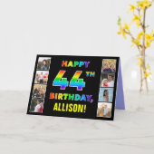 44e verjaardag: Regenboogtekst, Aangepaste foto's  Kaart (Gele Bloem)