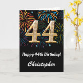 44e verjaardag regenboogvuurwerk zwart en goud kaart (Gele Bloem)