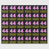 44e verjaardag: Roze strepen en hart "44" + naam Cadeaupapier (Vlak)