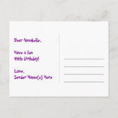 44e Verjaardag: Roze Strepen & Harten, Regenboog 4 Briefkaart (Achterkant)