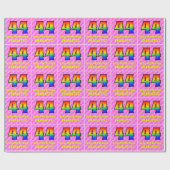 44e verjaardag: roze strips & harten, regenboognr. cadeaupapier (Vlak)