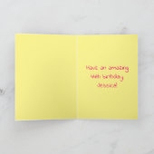 44e verjaardag: roze strips & harten, regenboognr. kaart (Binnen)