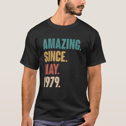 44e verjaardag sinds mei 1979 t-shirt (Voorkant)