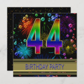 44e verjaardag Uitnodiging met bubbels (Voorkant / Achterkant)