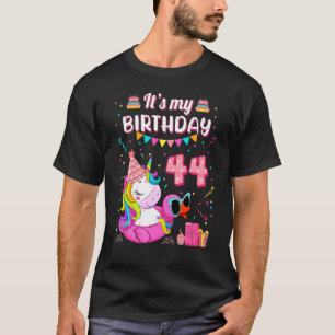 44e verjaardag Unicorn Duck Swimming Pool 44 T-shirt