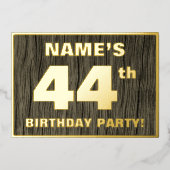 44e verjaardag: Vet, Faux-Hout-patroon Folie Uitnodiging (Voorkant)