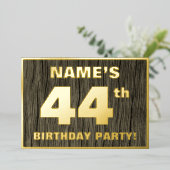 44e verjaardag: Vet, Faux-Hout-patroon Folie Uitnodiging (Staand Voorkant)