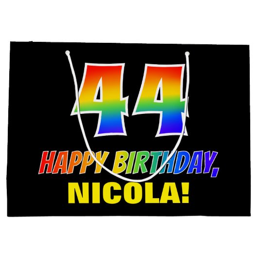 44e verjaardag: Vet, Vun, Eenvoudig, Regenboog 44 Groot Cadeauzakje (Achterkant)