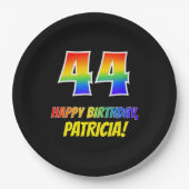 44e verjaardag: Vet, Vun, Eenvoudig, Regenboog 44 Papieren Bordje (Voorkant)
