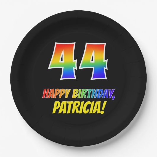 44e verjaardag: Vet, Vun, Eenvoudig, Regenboog 44 Papieren Bordje (Voorkant)